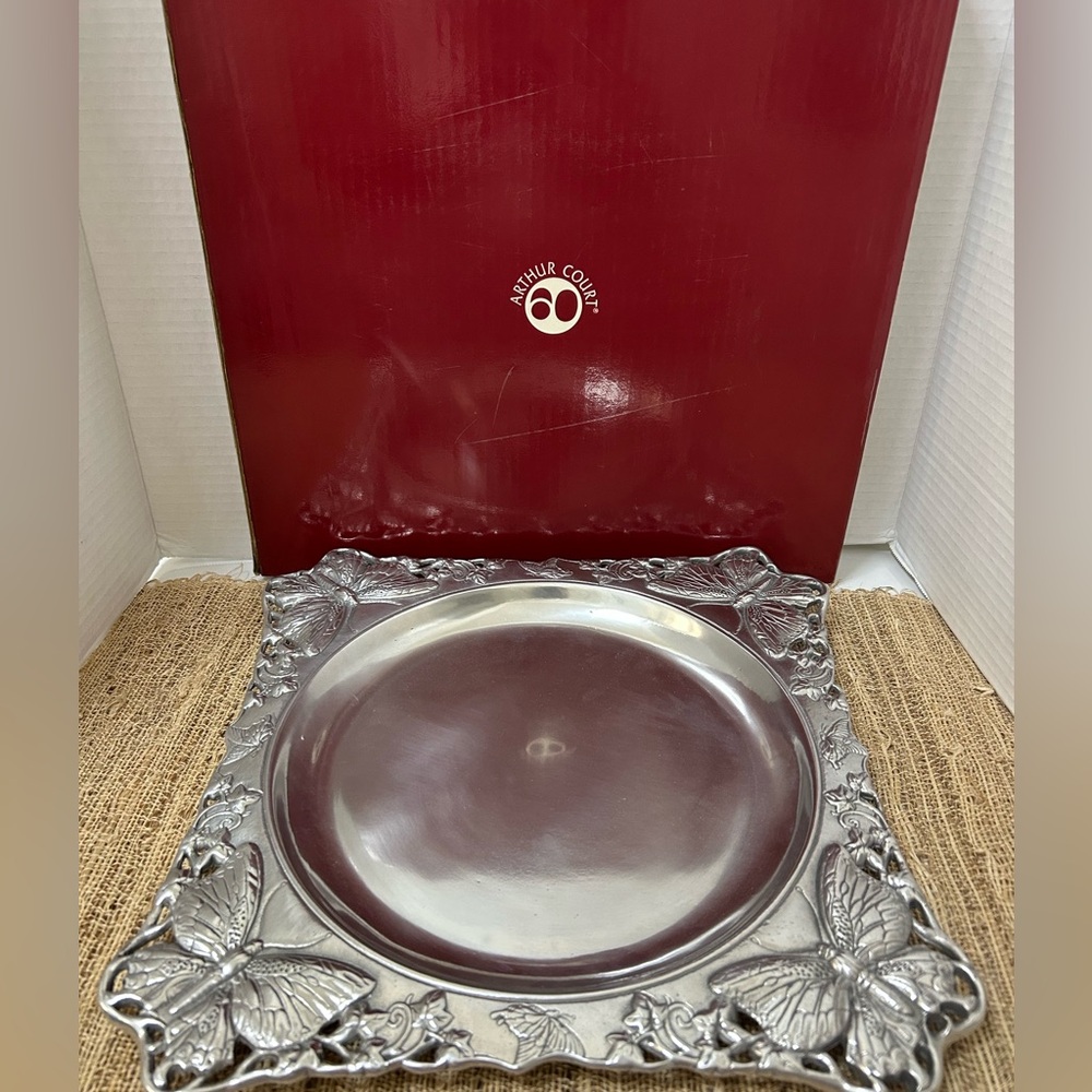 Arthur Court 1997 Rare Butterfly 12” Tray. Never Used. Neiman Marcus Exclusive